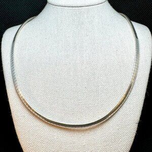 VTG Solid Sterling Silver 925 Italy Omega Chain Necklace Size 16.25'' Length